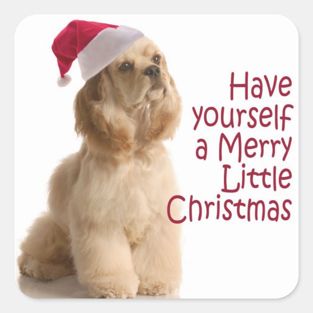 Pegatina Cuadrada Pegatinas de Santa Cocker (Anverso)