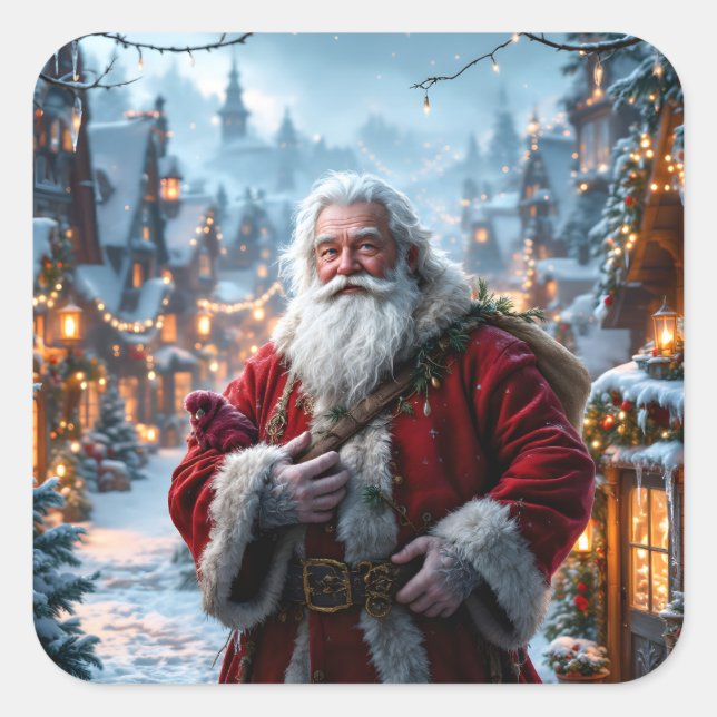 Pegatina Cuadrada Pegatinas de Santa Rugged (Anverso)