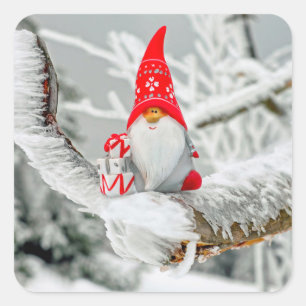 Pegatina Cuadrada pegatinas de santa tree gnome