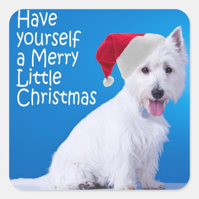 Pegatina Cuadrada Pegatinas de Santa Westie (Anverso)