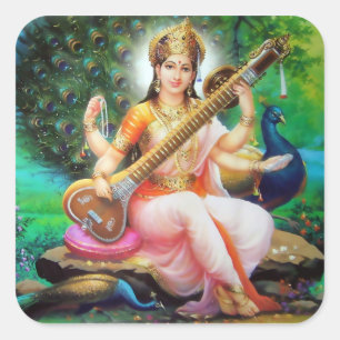 Pegatina Cuadrada Pegatinas de Saraswati - Versión 1