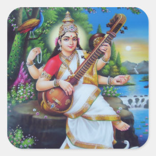 Pegatina Cuadrada Pegatinas de Saraswati - versión 3