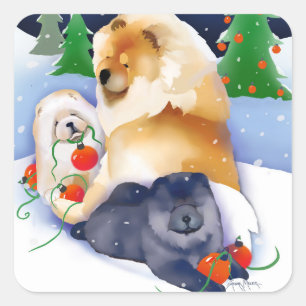 Pegatina Cuadrada Pegatinas de SNOWBABIES Chow