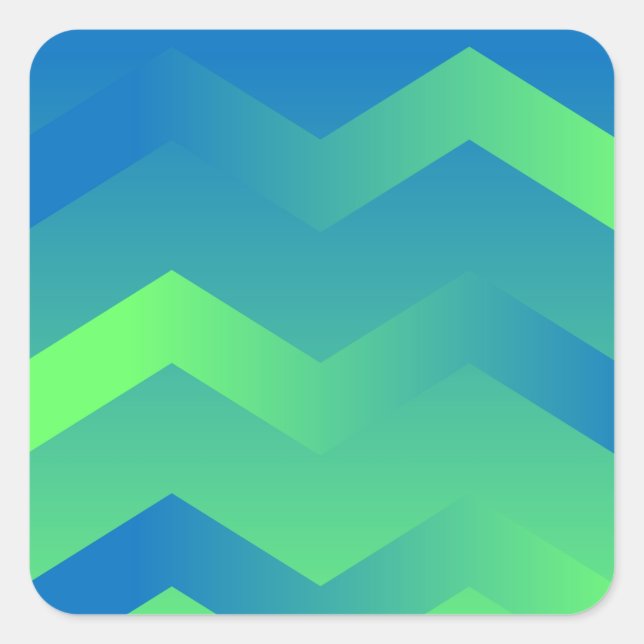 Pegatina Cuadrada Pegatinas de sobre Chevron azul y verde (Anverso)