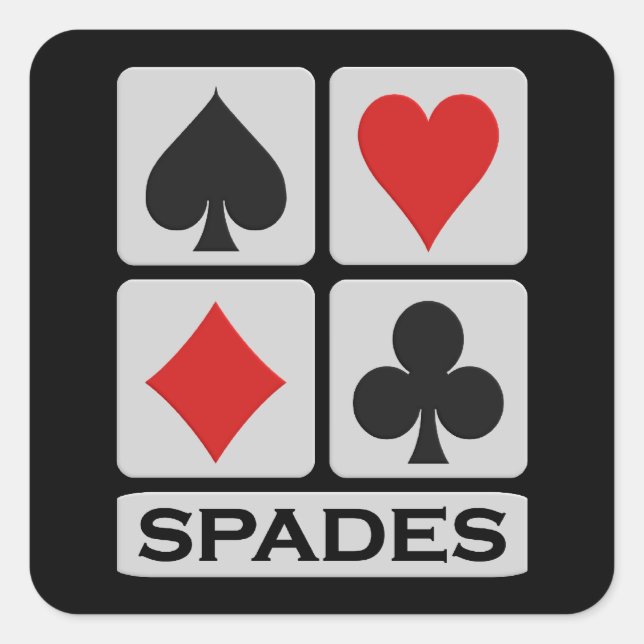 Pegatina Cuadrada Pegatinas de Spades (Anverso)