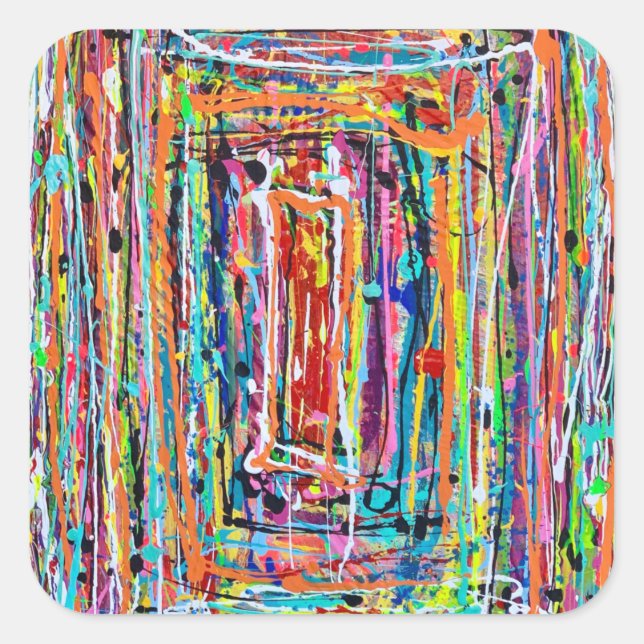 Pegatina Cuadrada Pegatinas de Step Inside (Anverso)