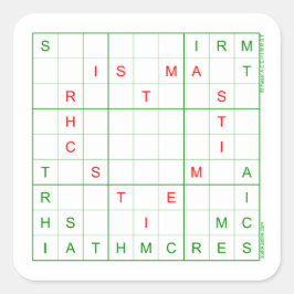 Pegatina Cuadrada Pegatinas de Sudoku - Corazón de Navidades