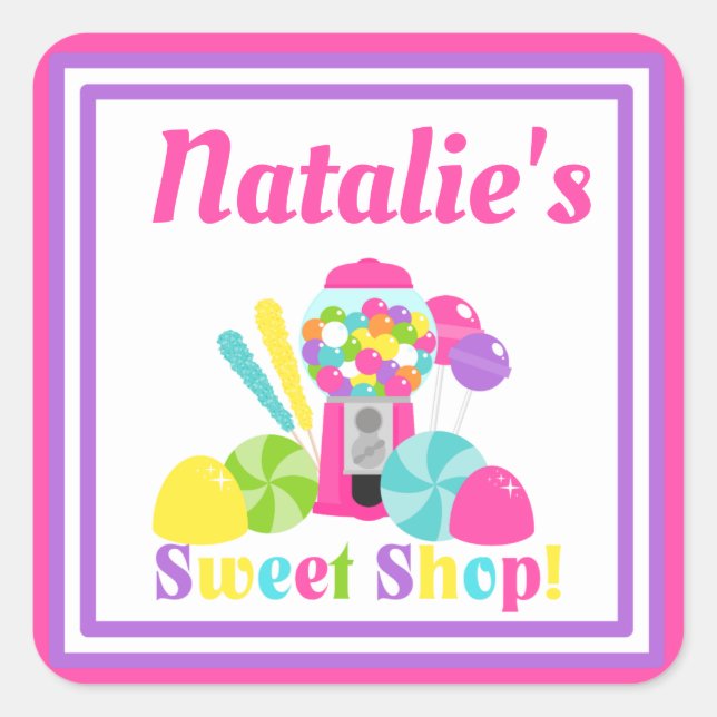 Pegatina Cuadrada Pegatinas de Sweet Shop (Anverso)