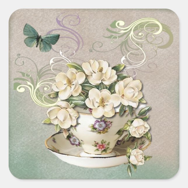 Pegatina Cuadrada Pegatinas de Teacup 2 (Anverso)