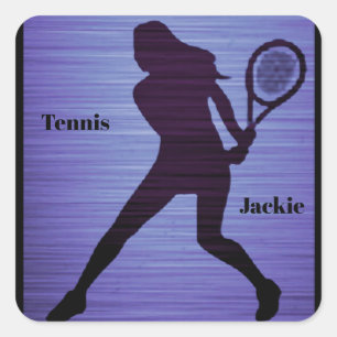 Pegatina Cuadrada Pegatinas de tenis abstractos con nombre