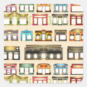 Pegatina Cuadrada pegatinas de tiendas antiguas