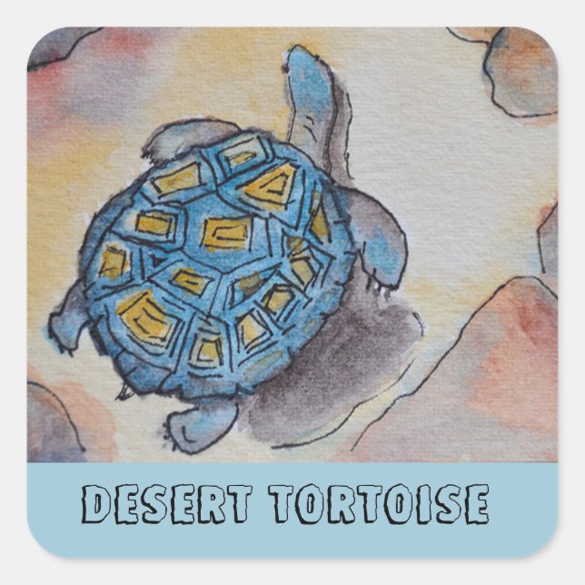 Pegatina Cuadrada Pegatinas de Tortoise del Desierto (Anverso)