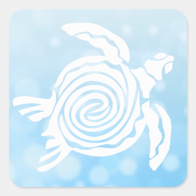 Pegatina Cuadrada Pegatinas de tortugas tropicales del Mar Azul (Anverso)