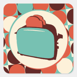 Pegatina Cuadrada Pegatinas de tostadora retro (hoja de 20)