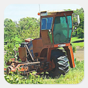 Pegatina Cuadrada Pegatinas de Tractores de agricultura de arte digi