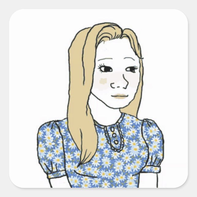 Pegatina Cuadrada Pegatinas de Tradwife wojak (Anverso)