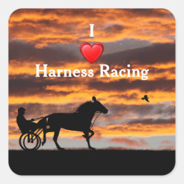 Pegatina Cuadrada Pegatinas de Trotting Racehorse estándar