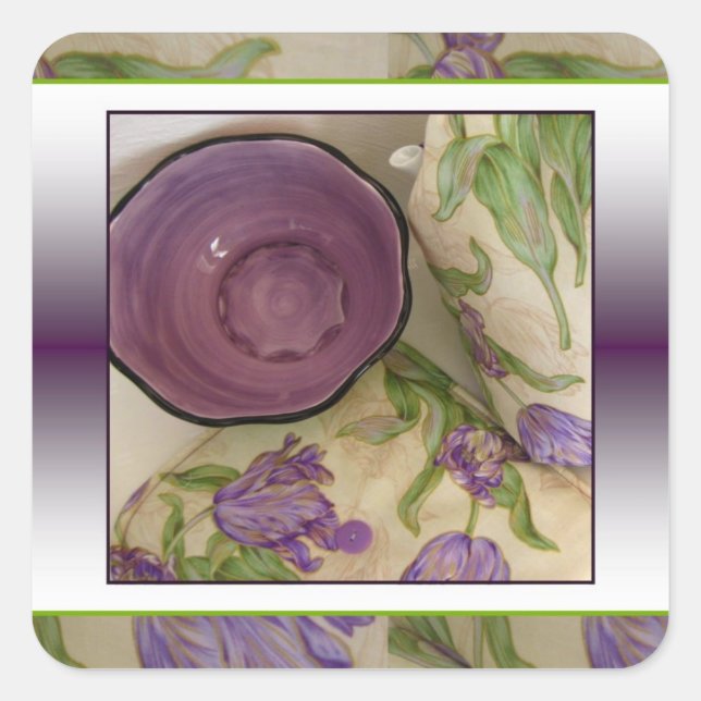 Pegatina Cuadrada Pegatinas de Tulipanes Morados de Su Alteza (Anverso)