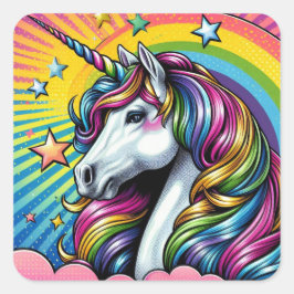Pegatina Cuadrada ¡pegatinas de Unicornio!