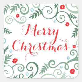 Pegatina Cuadrada Pegatinas de vacaciones clásicos / Rojo