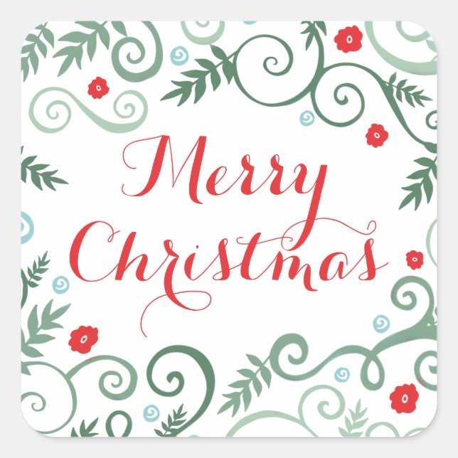 Pegatina Cuadrada Pegatinas de vacaciones clásicos / Rojo (Anverso)