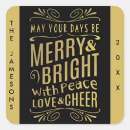 Pegatina Cuadrada Pegatinas de vacaciones con aspecto de tipografía 