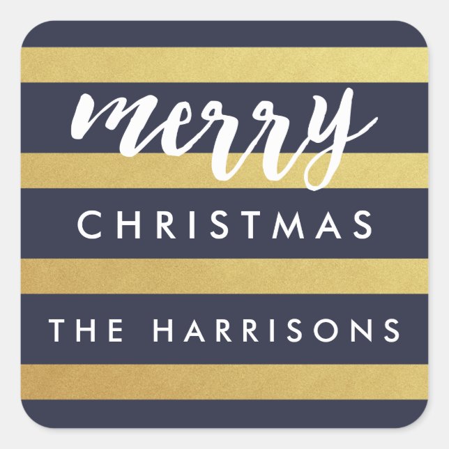 Pegatina Cuadrada Pegatinas de vacaciones personalizados con franjas (Anverso)