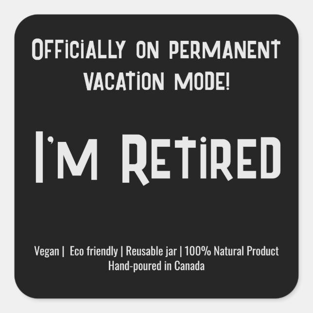 Pegatina Cuadrada Pegatinas de velas de retiro de texto simple (Anverso)