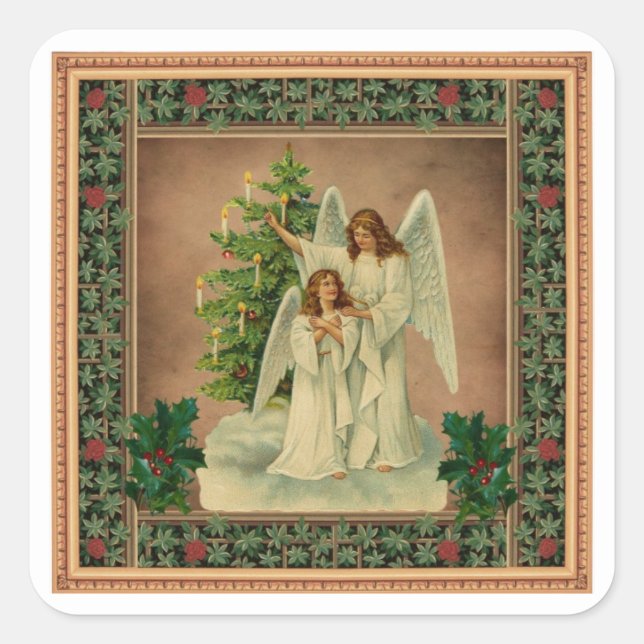 Pegatina Cuadrada Pegatinas DE VINTAGE CHRISTMAS ANGELS (Anverso)
