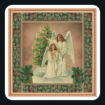 Pegatina Cuadrada Pegatinas DE VINTAGE CHRISTMAS ANGELS<br><div class="desc">VINTAGE CHRISTMAS ANGELS PEGATINAS...  hermosos ángeles nostálgicos de Navidad vintage para sus tarjetas de Navidades y/o Navidades envueltos. Borde blanco puro generoso para permitir el corte. Compra con orgullo y confianza por una alta calidad. MATTE,  dominio público.</div>