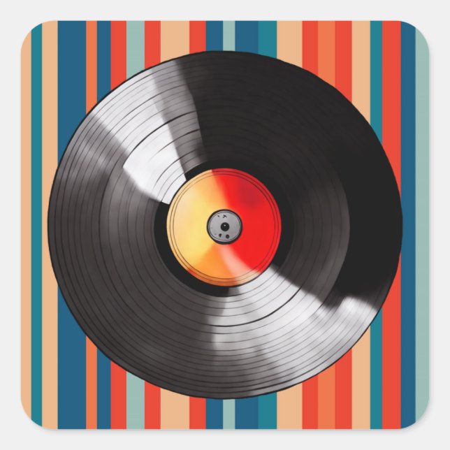 Pegatina Cuadrada Pegatinas de Vinyl Record (Anverso)