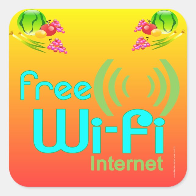 Pegatina Cuadrada pegatinas de Wi-Fi gratuitos (Anverso)