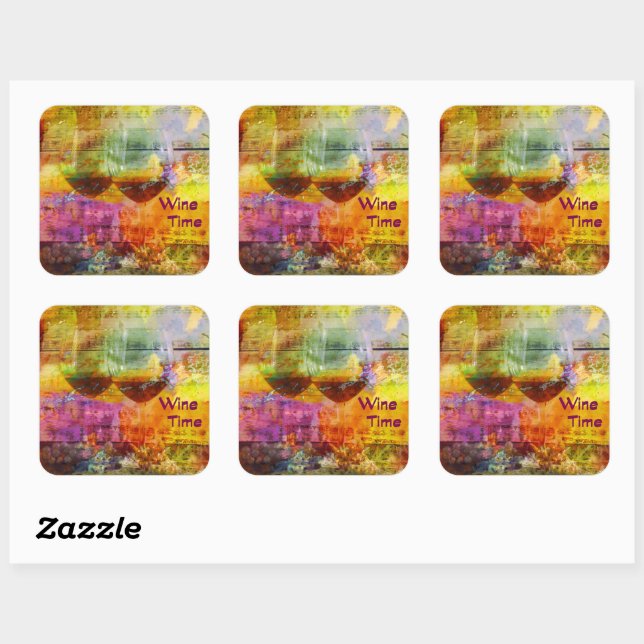Pegatina Cuadrada Pegatinas de Wine Time Marled (Hoja)