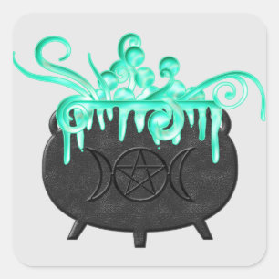 Pegatina Cuadrada Pegatinas de Witch Brew Pagan Magick Potion Cauldr