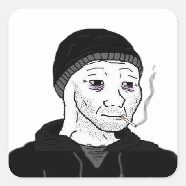 Pegatina Cuadrada Pegatinas de wojak Doomer (Anverso)