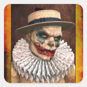 Pegatina Cuadrada Pegatinas de Zombie Circus Clown