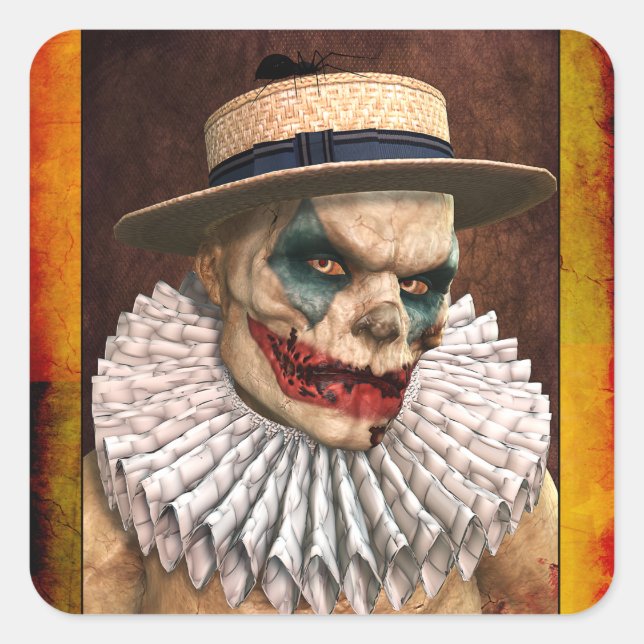 Pegatina Cuadrada Pegatinas de Zombie Circus Clown (Anverso)