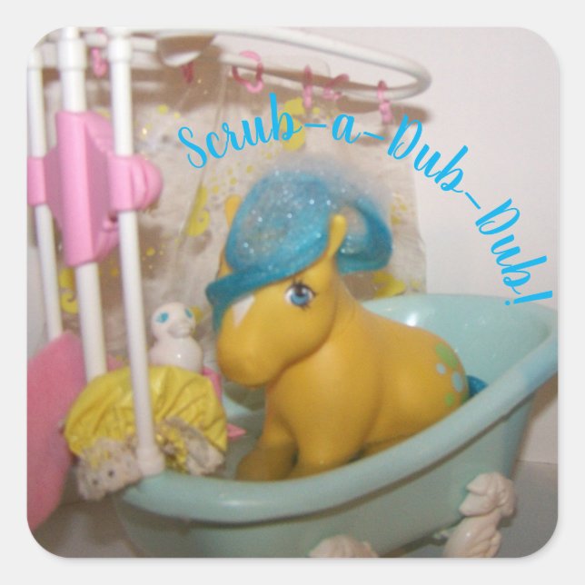 Pegatina Cuadrada Pegatinas del baño de burbujas (Anverso)
