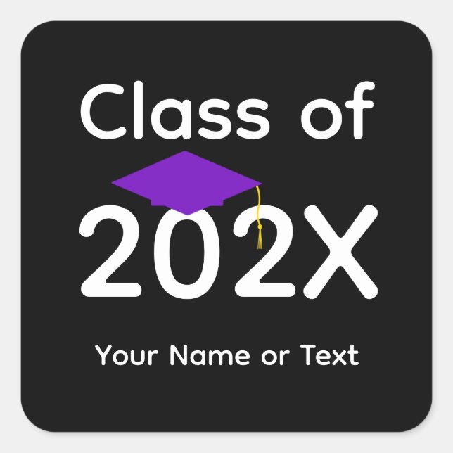 Pegatina Cuadrada Pegatinas del capítulo 1-4 de graduación púrpura (Anverso)