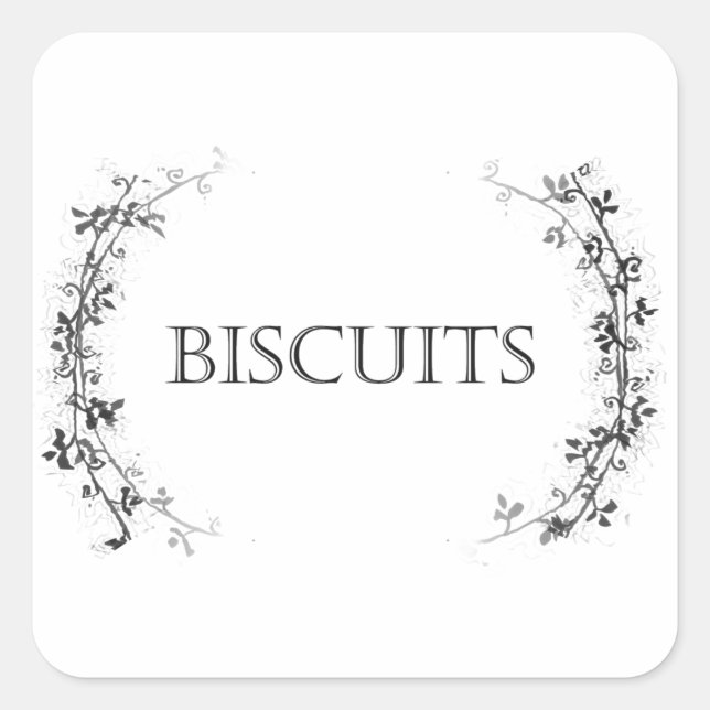 Pegatina Cuadrada Pegatinas del Classic Vine Design Biscuit Jar Labe (Anverso)