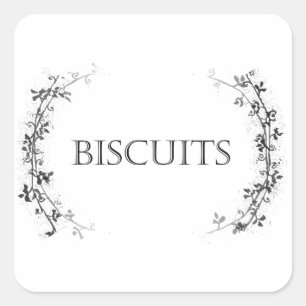 Pegatina Cuadrada Pegatinas del Classic Vine Design Biscuit Jar Labe