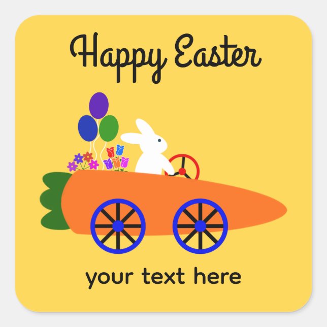 Pegatina Cuadrada Pegatinas del coche de garrapata de Bunny Riding # (Anverso)