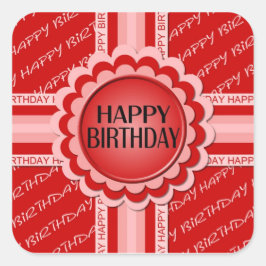 Pegatina Cuadrada Pegatinas del cumpleaños feliz