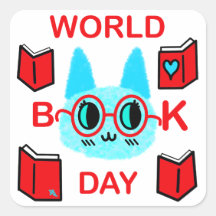 Pegatinas del Día Mundial del Libro FuZy Cat