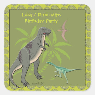 Pegatina Cuadrada Pegatinas del dinosaurio de las criaturas