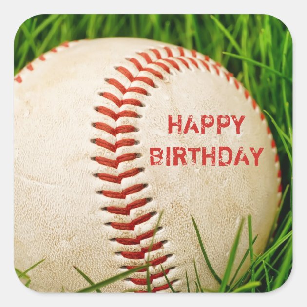 Pegatina Cuadrada Pegatinas Del Feliz Cumpleaños Del Béisbol | Zazzle.es