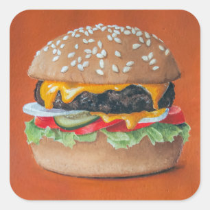 Pegatina Cuadrada Pegatinas del Ilustracion de Hamburgo