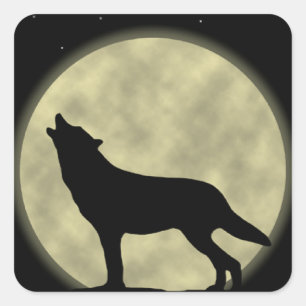Pegatina Cuadrada Pegatinas del Lobo de la Luna