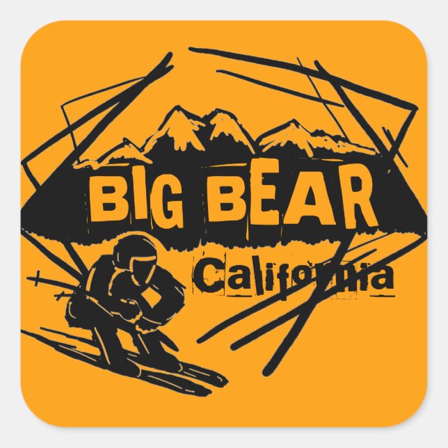 Pegatina Cuadrada Pegatinas del logo de Big Bear California naranja  (Anverso)