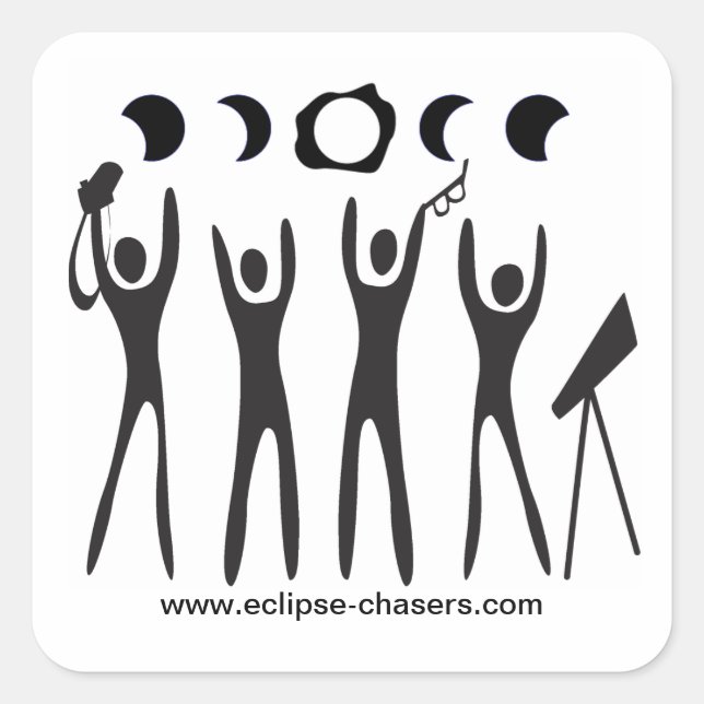 Pegatina Cuadrada Pegatinas del logo de Eclipse Chasers (Anverso)